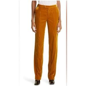 STAUD TOSCA PANTS STRAIGHT OCHER YELLOW MARIGOLD VELVET TROUSERS SIZE 12